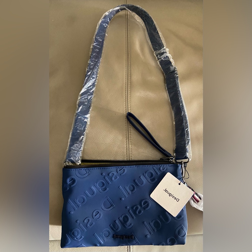 DESIGUAL NAVY BLUE LOGO HANDBAG CROSSBODY SHOULDER BAG — EXTRA STRAP INCLUDED!